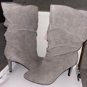 Audrey Brooke Gray Suede Heeled Boots